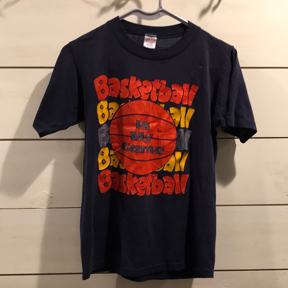 Vintage Jerzees navy blue graphic t-shirt size small (34-36)